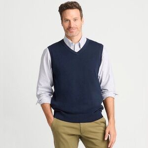 Lands’ End Men's Fine Gauge Supima Cotton Sweater Vest Size Large Blue Gray